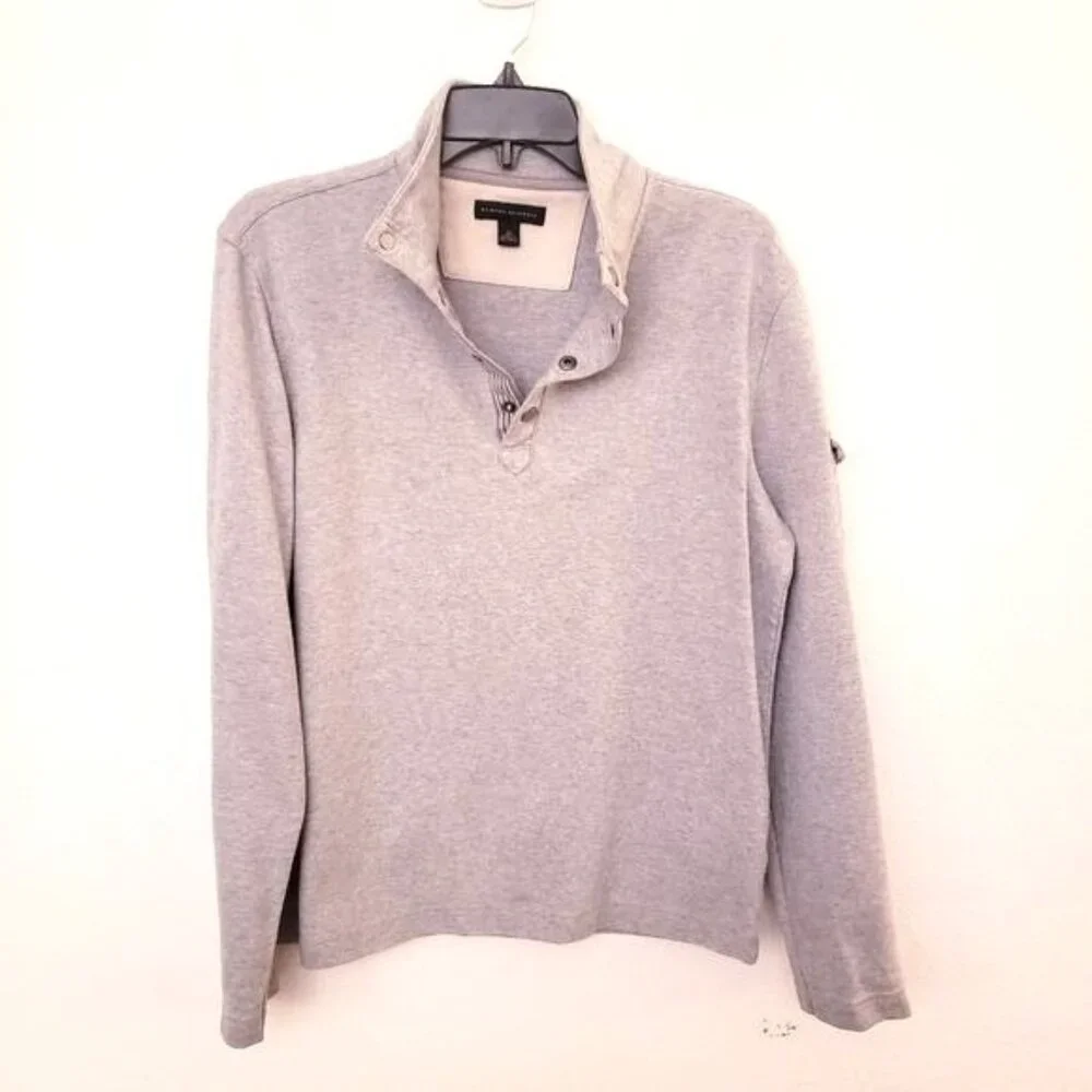 Banana Republic Quarter Neckline with Snaps Grey Sweatshirt w/Sleeve Pocket Sz M